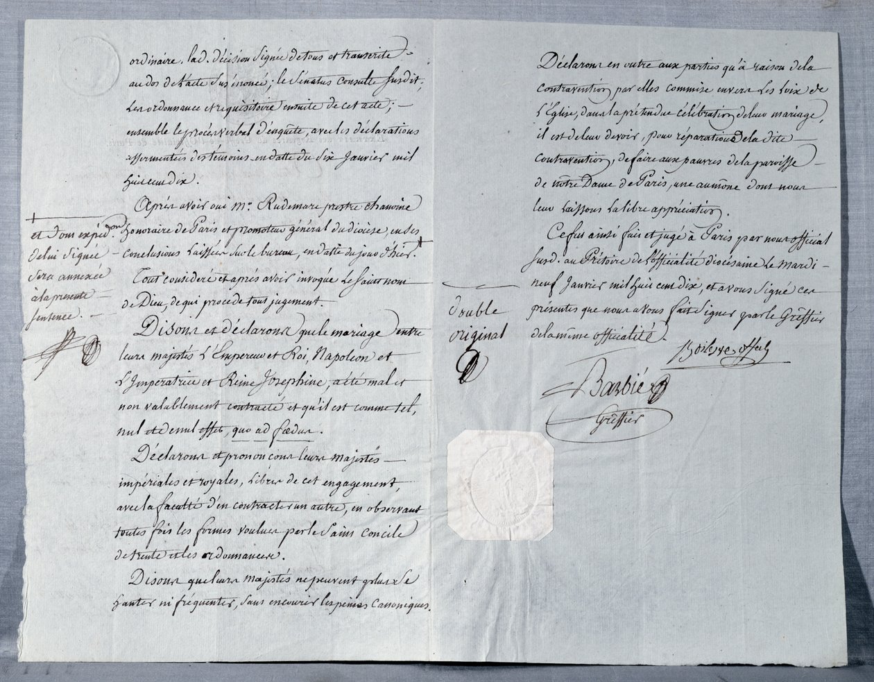 Skilsmässa av kejsar Napoleon Bonaparte (1769-1821) och kejsarinna Josephine (1763-1814) 9 januari 1810 av French School