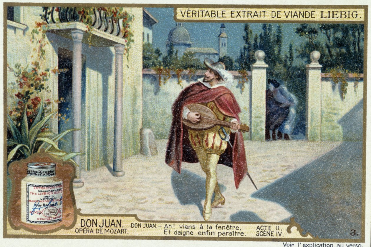 Don Juan: Akt II, Scen IV, Serenad av Don Juan - chromo Liebig av French School