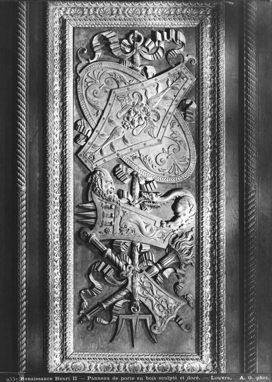 Dörrpanel, Henri II-stil, ca 1556 (förgyllt trä) av French School