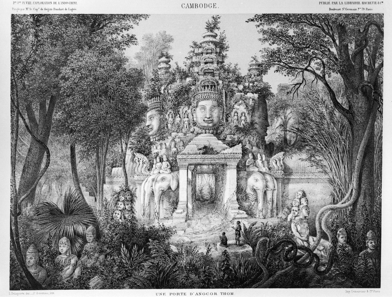 Doorway of Angkor Thom, illustration från Atlas du voyage d