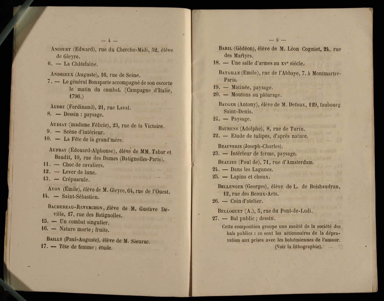 Dubbel sida från Salon des Refuses, 1863 av French School
