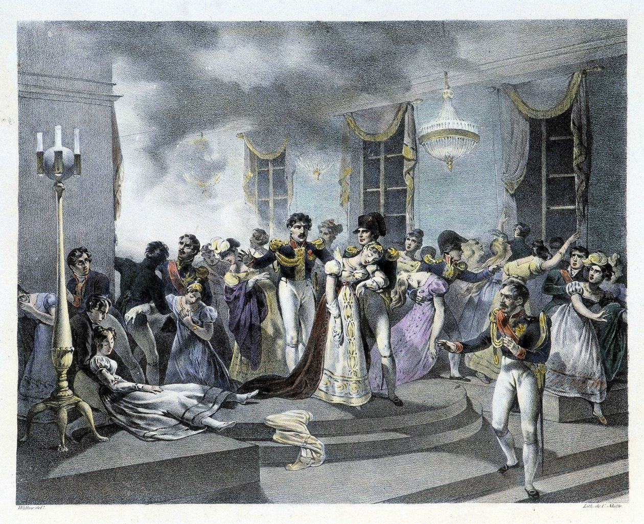 Under firandet av Napoleon I:s bröllop med Marie Louise vid Österrikes ambassad i Paris den 01/07/1810 bröt en brand ut. Det var flera dödsfall. Napoleon I skapade senare brandmännen. av French School