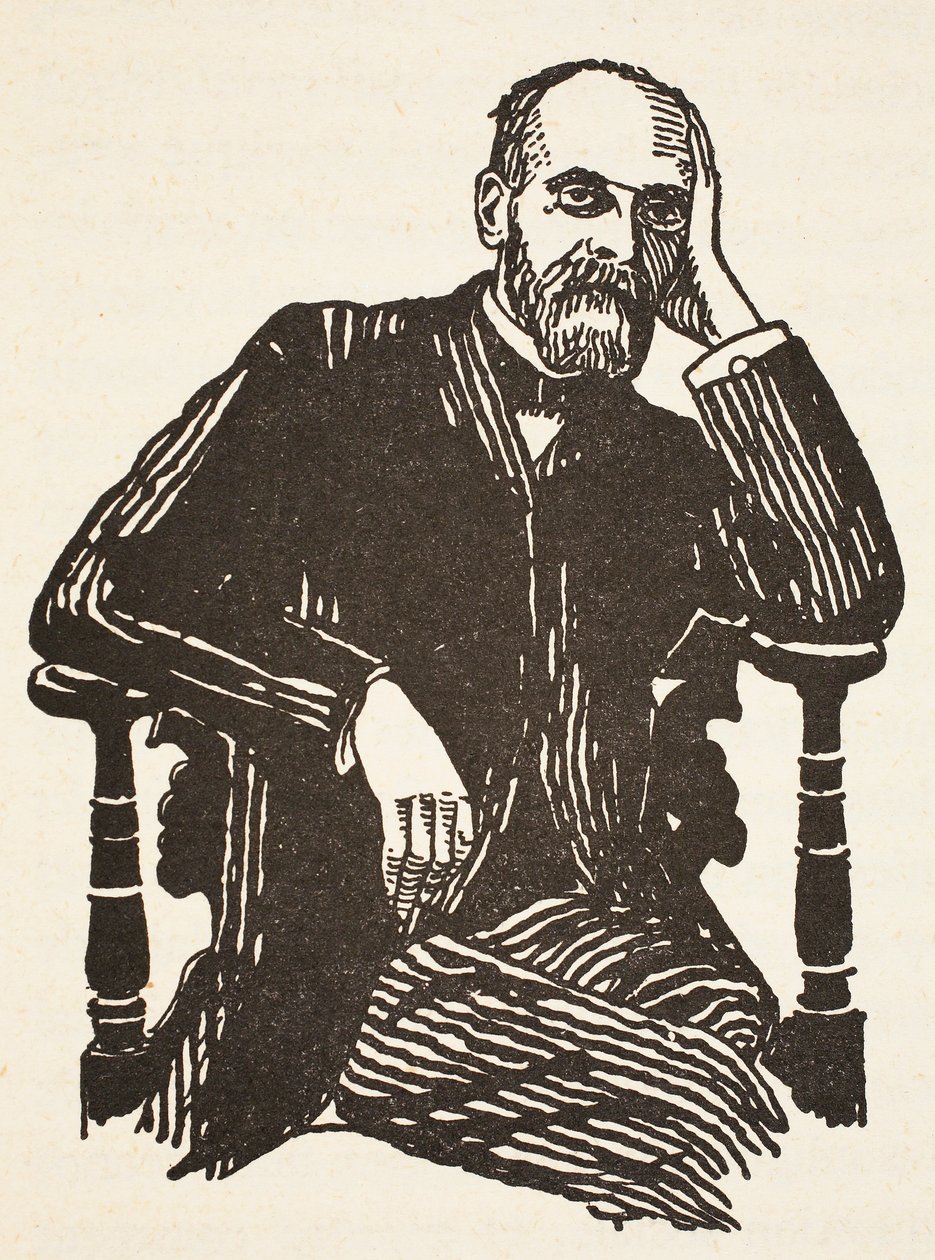 Durkheim, kopia av Boris Mestchersky (d.1957), illustration från Histoire de la Nation Francaise, Sciences, Volumes I & II, av Gabriel Hanotaux (1853-1944), 1924 av French School