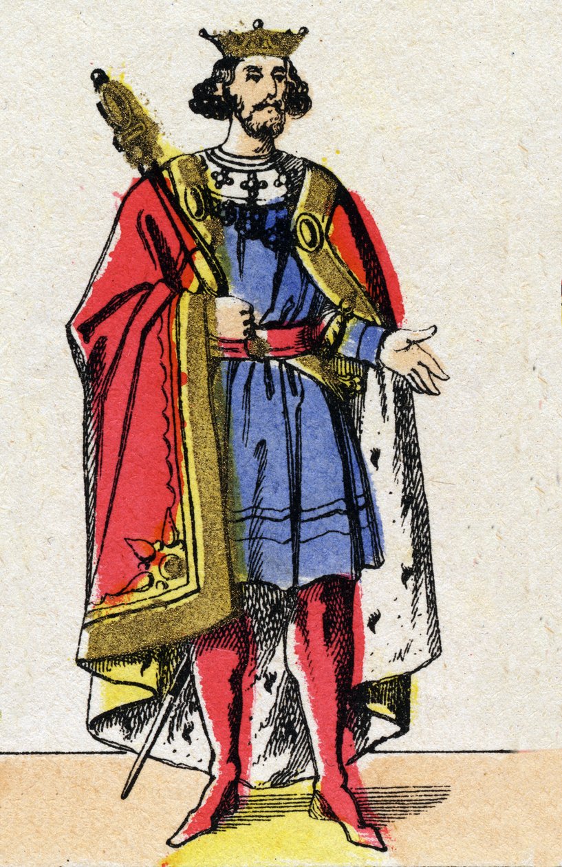 Kapeternas dynasti: Porträtt av Henrik I (1009-1060), Frankernas kung från 1031 till 1060. Epinal avbildning från slutet av 1800-talet. Privat samling. av French School