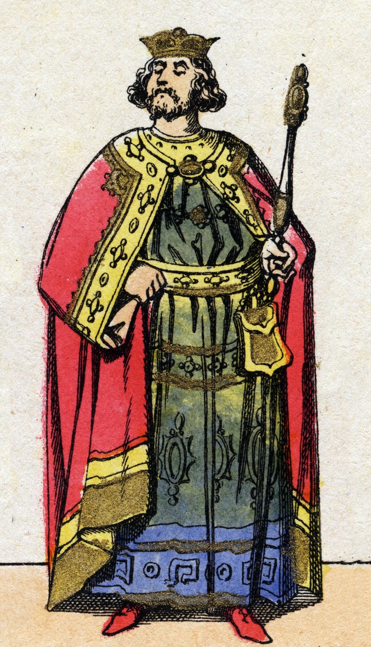 Kapeternas dynasti: Porträtt av Ludvig VI den Gros (1081-1137), Frankernas kung från 1108 till 1137. Epinal avbildning från slutet av 1800-talet. Privat samling. av French School