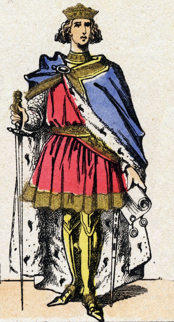 Capetians dynasti: Porträtt av Filip III kallad Hardi (1245-1285), kung av frankerna från 1270 till 1285. Epinal avbildning från slutet av 1800-talet. Privat samling. av French School