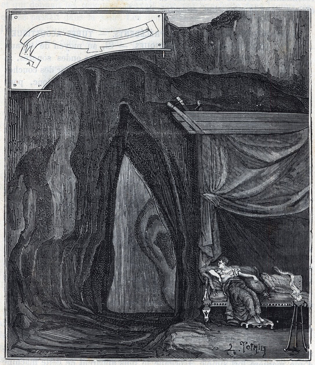 Ear of Dionysio - Orecchio di Dionisio (Orecchio di Dionigi) - Interiör av grottan känd som Ear of Denys i Syrakusa - Gravyr i "" Vetenskaper förde till allas graciösa - fysik och kemi"" av Alexis Clerc - Slutet av 19th århundrade. Privat co av French School