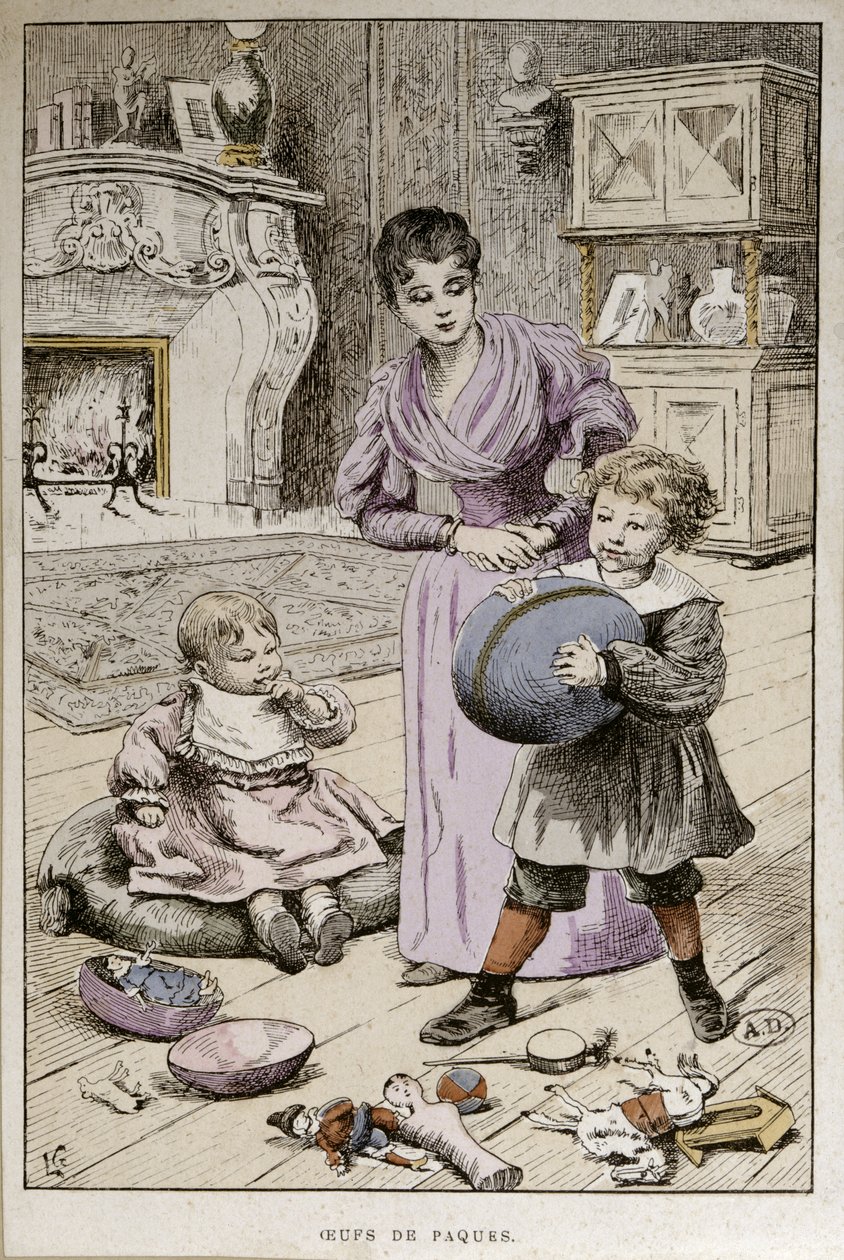 Påskägg, ca 1890 (färggravyr) av French School