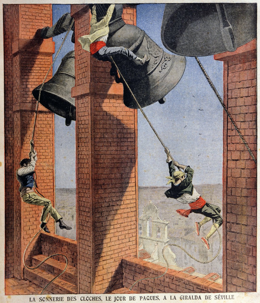 Påskklockan ringer på Giralda i Sevilla, omslagsillustration till Le Petit Journal, 19 april 1908 av French School