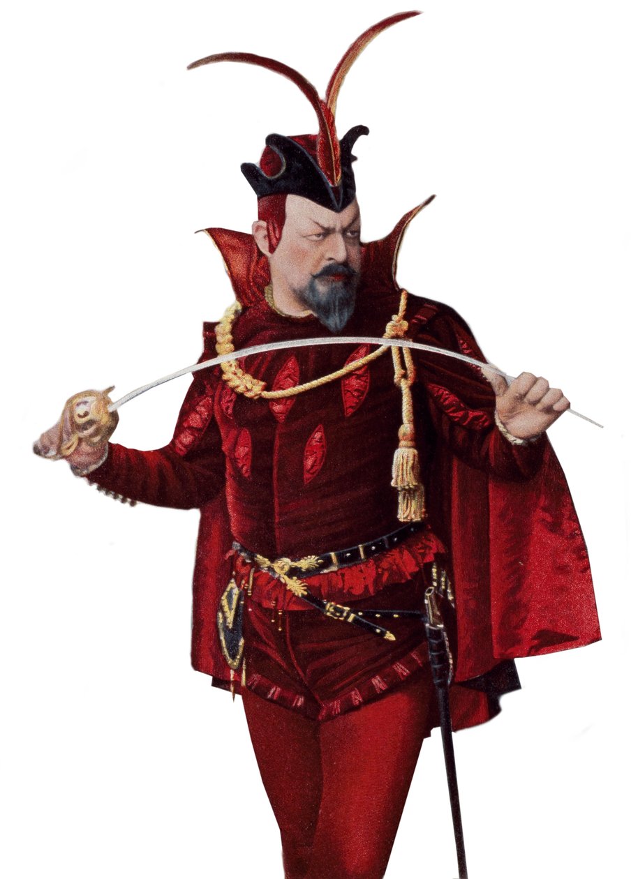Edouard de Reszke i rollen som Mephistopheles - Edouard de Reszke (1853-1917) i rollen som Mephistopheles (Mephisto) i "" Faust""" - i "" Teatern"" från 1905-09-01 av French School