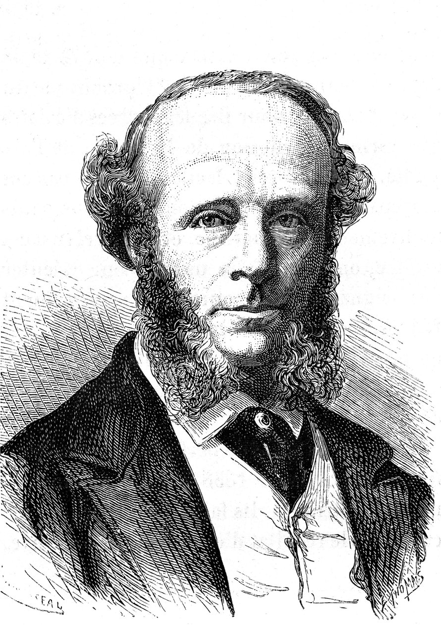 Edward Orange Wildman WITEHOUSE (1816-1890), engelsk elektriker på den transatlantiska telegrafiska kabeln. Gravyr 1868 av French School