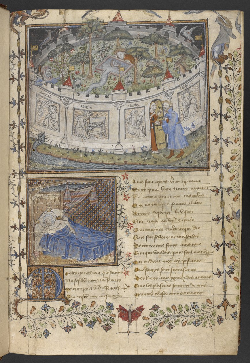 Egerton MS 1069 f.001r The Walled Garden, illustration från 