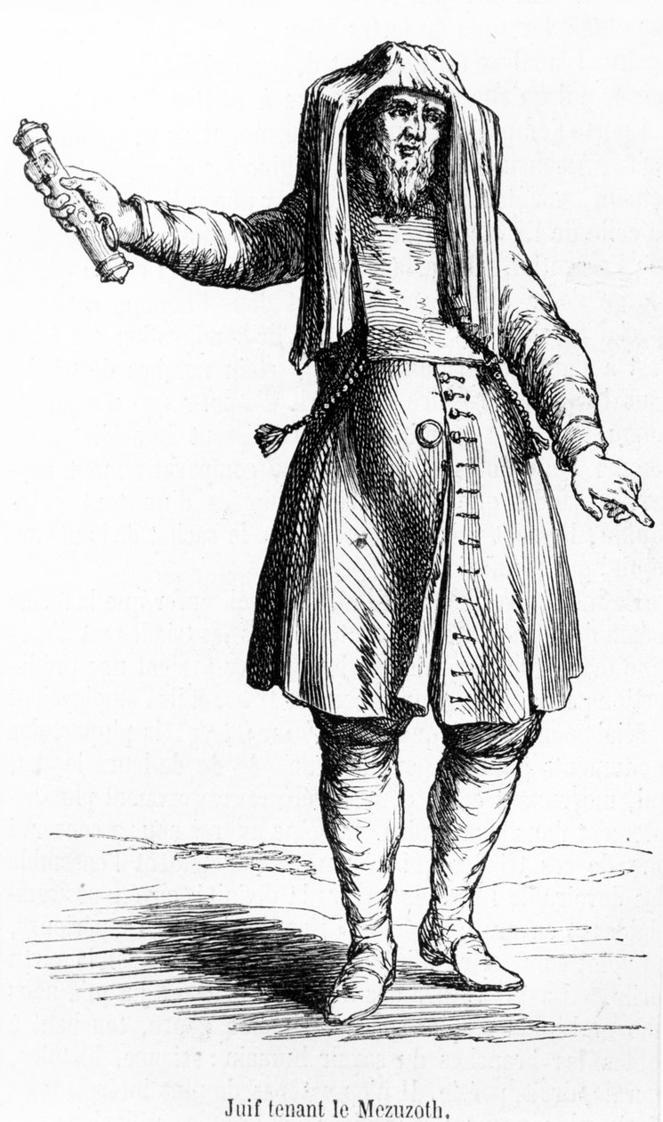 Fransk jude från 1700-talet som håller en mezuzoth av French School