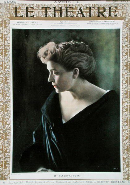 Eleonora Duse (1858-1924), illustration på omslaget till tidningen "Le Theatre". av French School