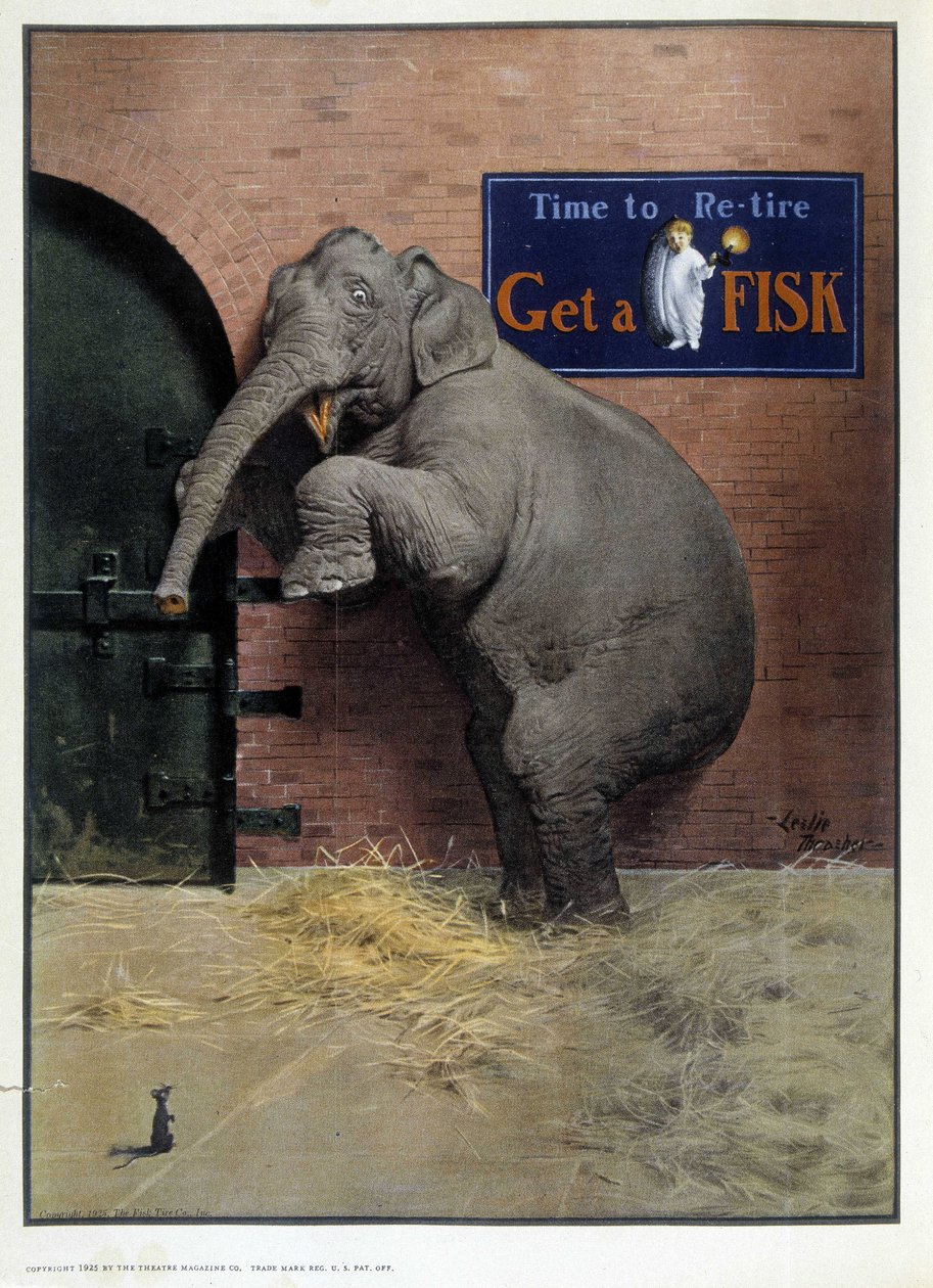 Elefant skrämd av en mus - i "" Theatre Magazine", sep 1925 av French School