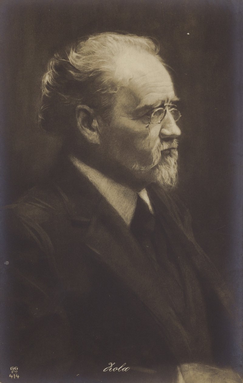 Emile Zola (1840-1902), fransk romanförfattare, journalist och dramatiker (litografi) av French School