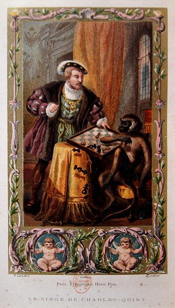 Kejsar Karl V och apan, illustration från 