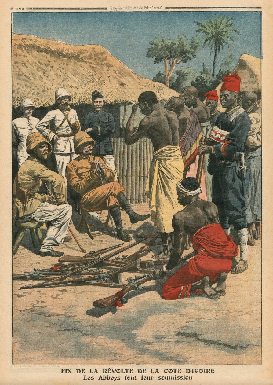 Slutet på Elfenbenskustens revolt, Abbeys kapitulerar inför befälhavare Nogues, illustration från  av French School