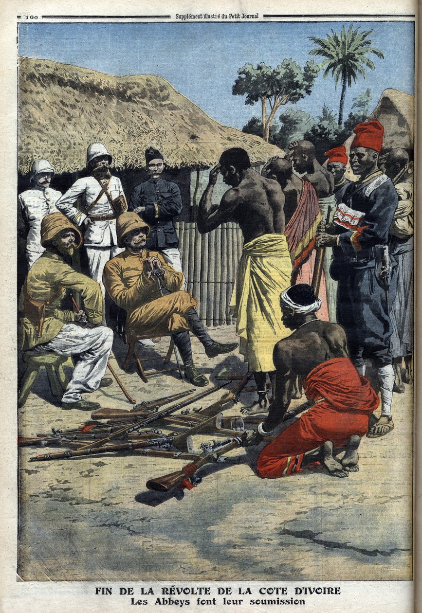 Slutet på Elfenbenskustens revolt, klostren överlämnade sig till befälhavare Nogues, illustration från 