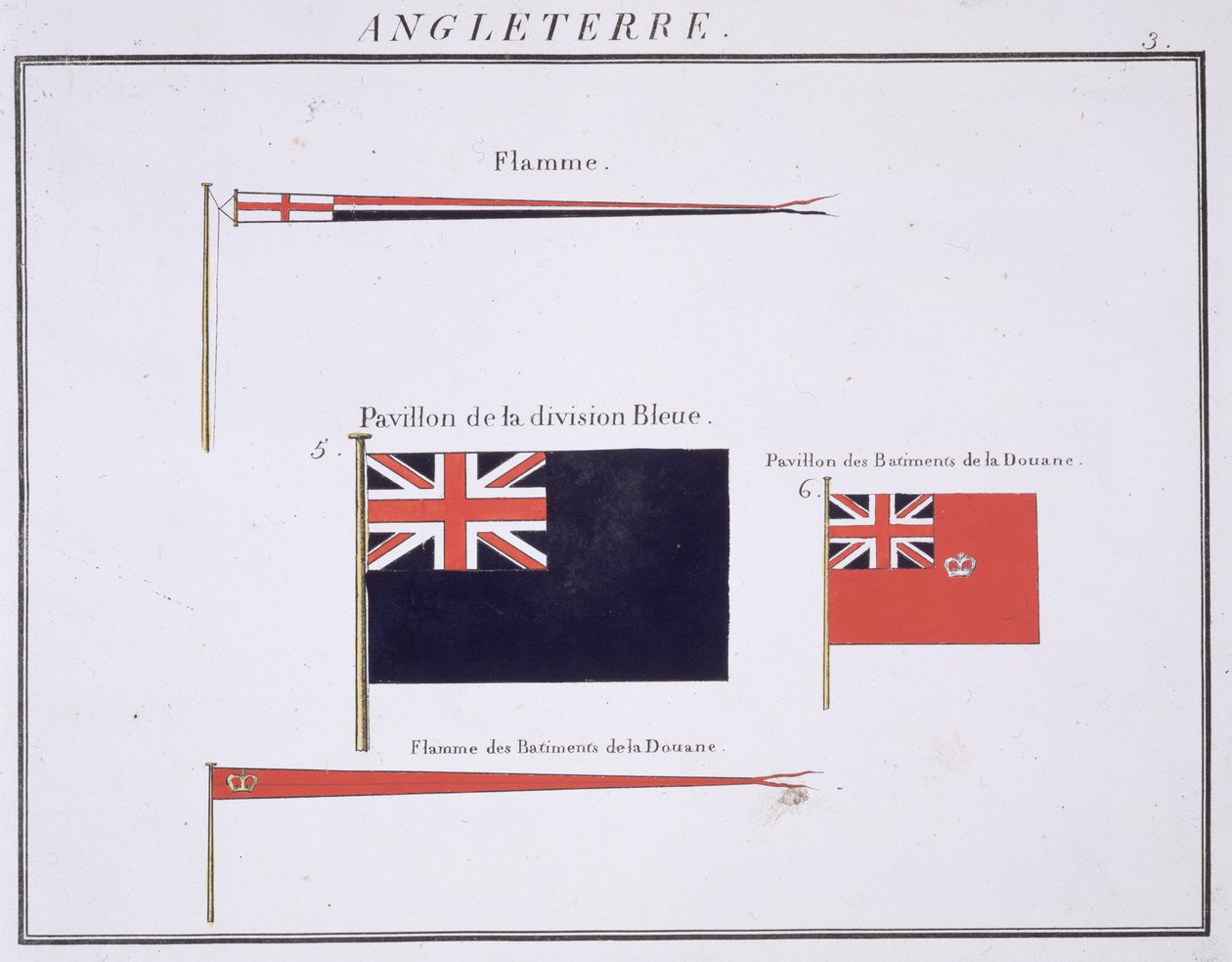 Engelska flaggor, från en fransk flaggbok, c.1819 av French School