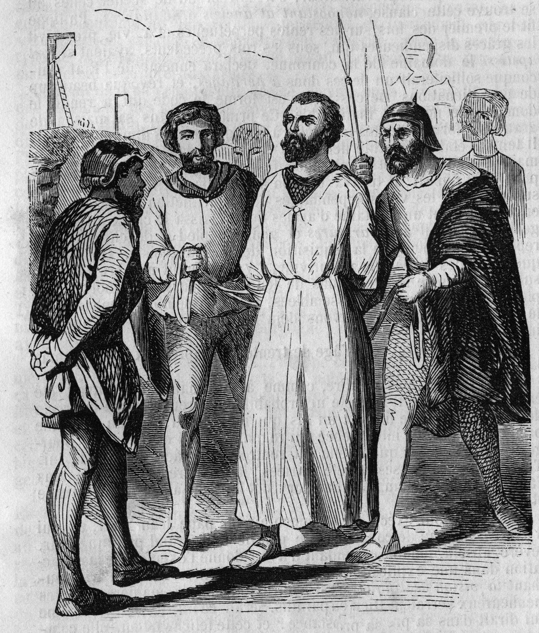 Enguerrand de Marigny kammarherre och minister för kung Filip IV Belen marscherar till tortyr 1315. Gravyr från 1800-talet. av French School