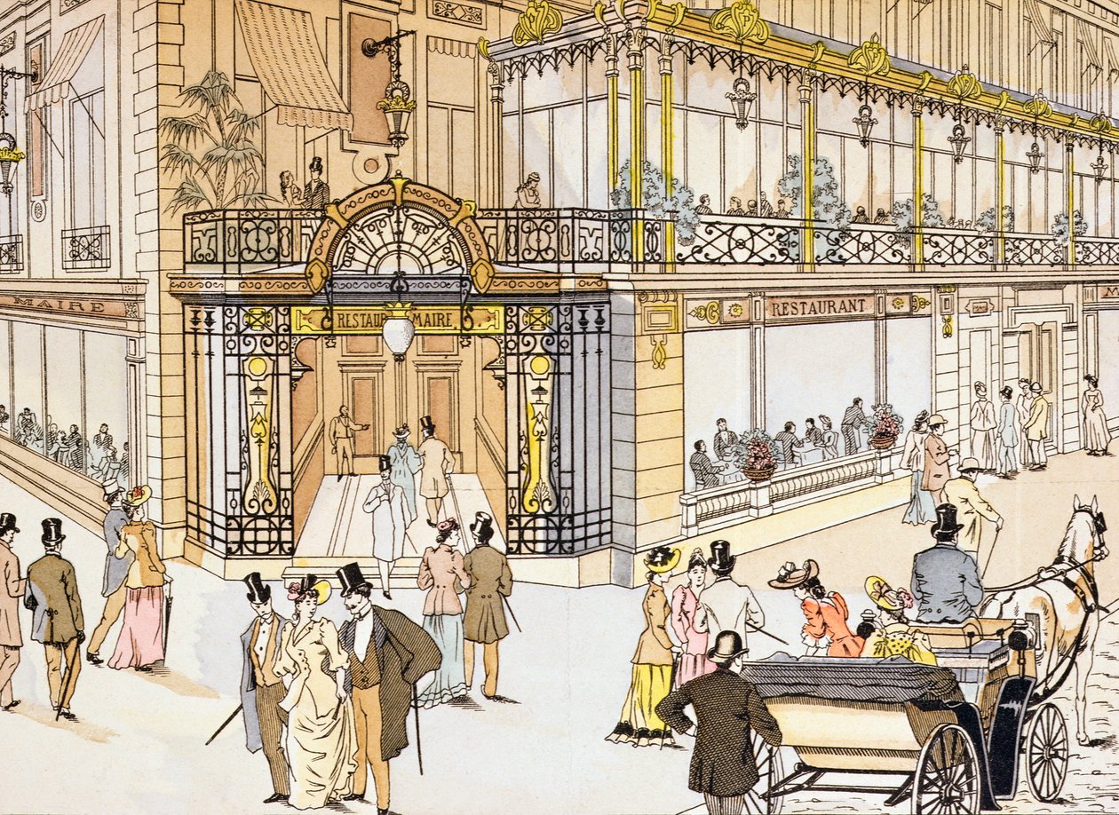 Ingången till restaurangen Le Maire i Paris, ca 1895 av French School