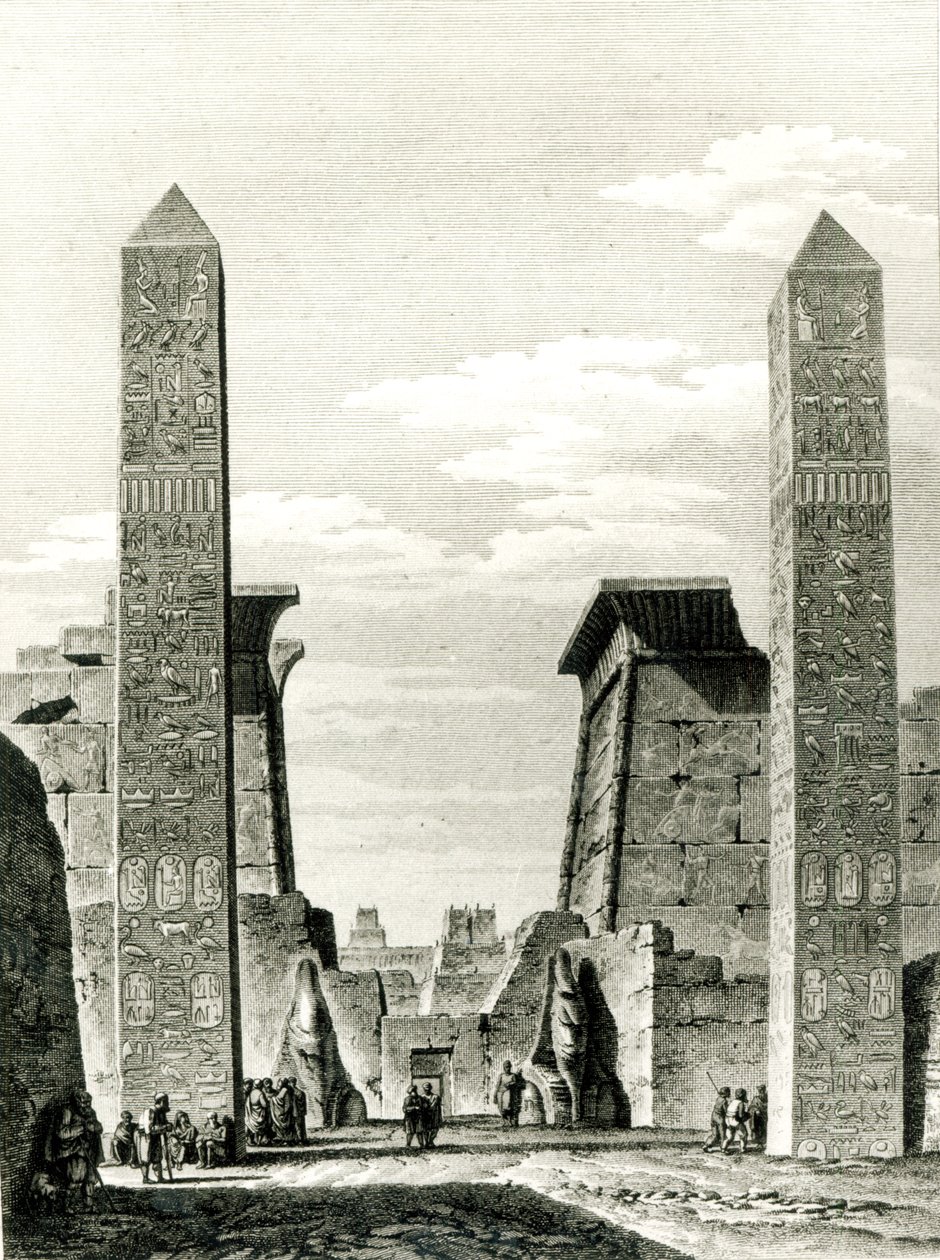 Ingång till Luxortemplet, från resan i Nedre och övre Egypten av Dominique Vivant Denon (1747-1825) 1802 av French School