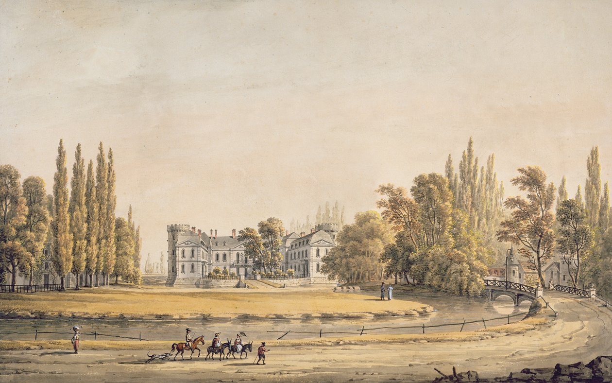 Ingång till parken och slottet i Ermenonville, tidigt 1800-tal av French School