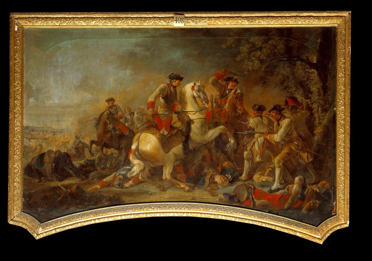 Avsnitt av sjuåriga kriget (1756-1763) mellan Preussen och England. Anonym målning av den franska skolan. Chantilly från 1700-talet, Conde museum av French School