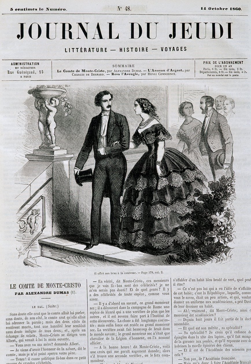Avsnitt av romanserien Greven av Monte Cristo (Monte Cristo) - i "" Le Journal du Jeudi"" från 1860-10-14 av French School