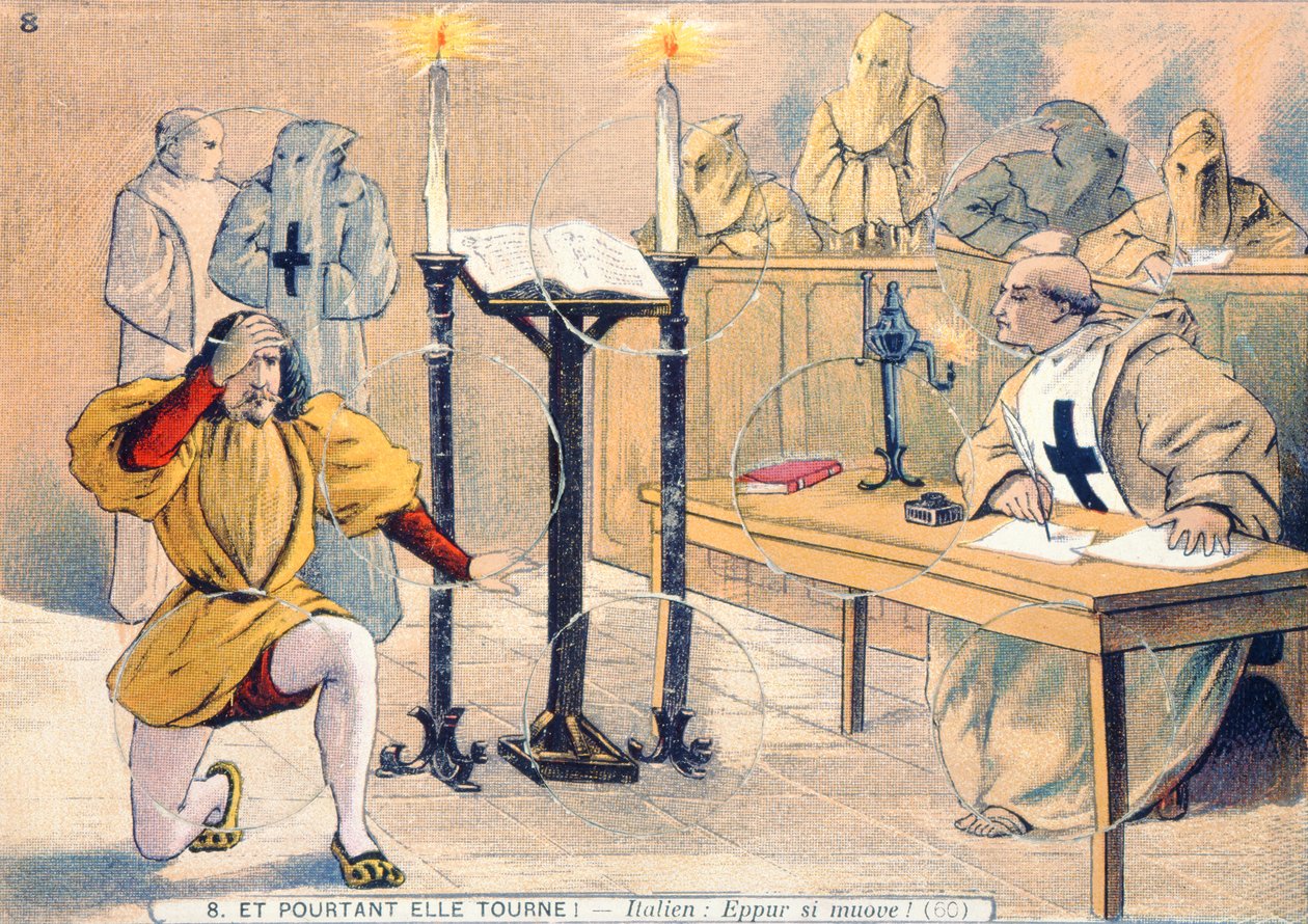 Ändå rör det sig, Rättegången mot Galileo Galilei (1564-1642) 1633 av French School