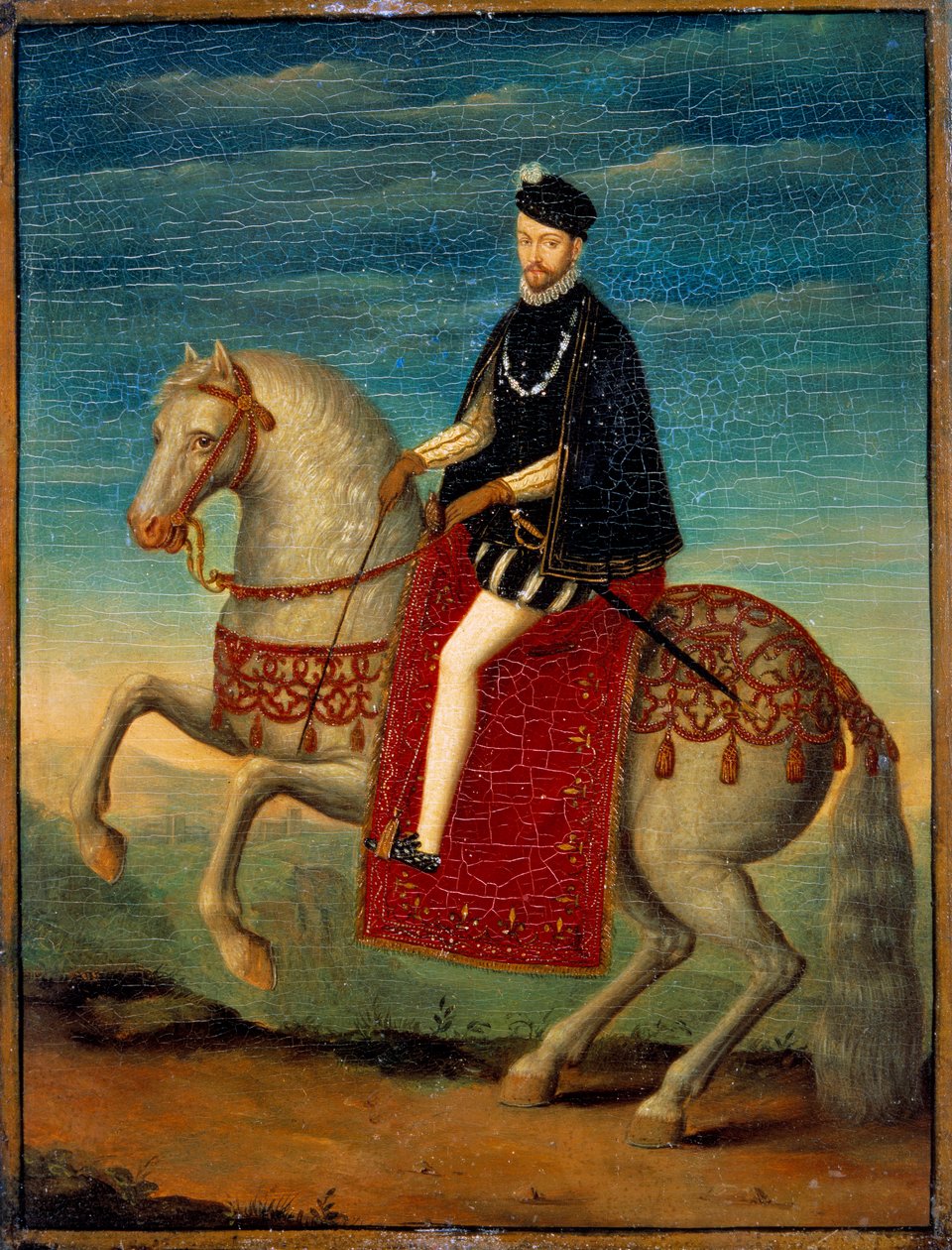 Ryttarporträtt av Karl IX (1550 - 1574). Anonym målning av den franska skolan av French School
