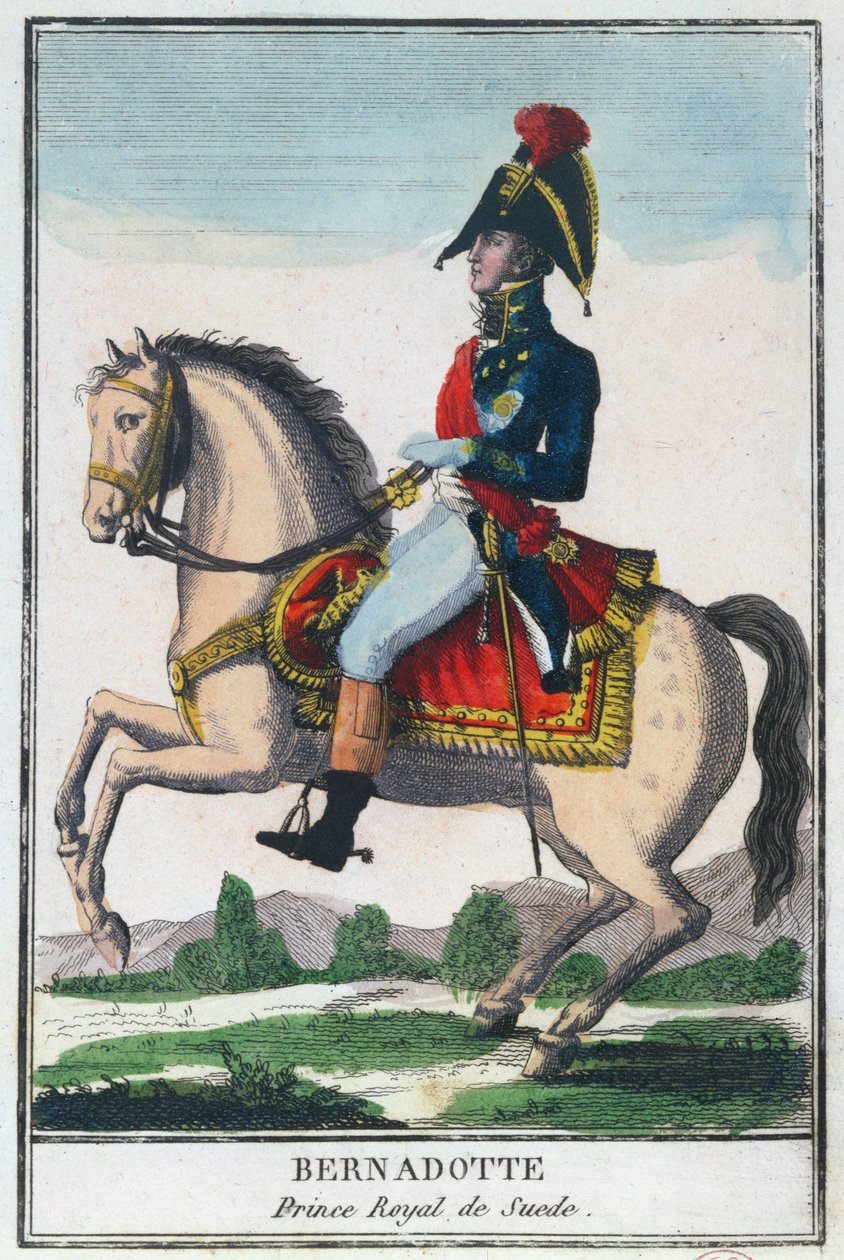 Ridsporträtt av Charles Jean Baptiste Bernadotte (1763-1844), tidigt 1800-tal (färgstick) av French School