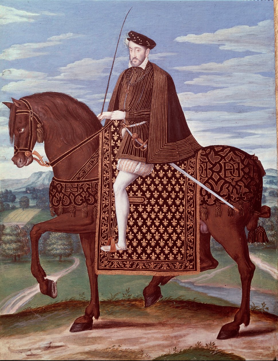 Ryttarporträtt av Henrik II (1519-1559) Kung av Frankrike (Porträtt av Henrik II, kung av Frankrike) Anonym målning av French School