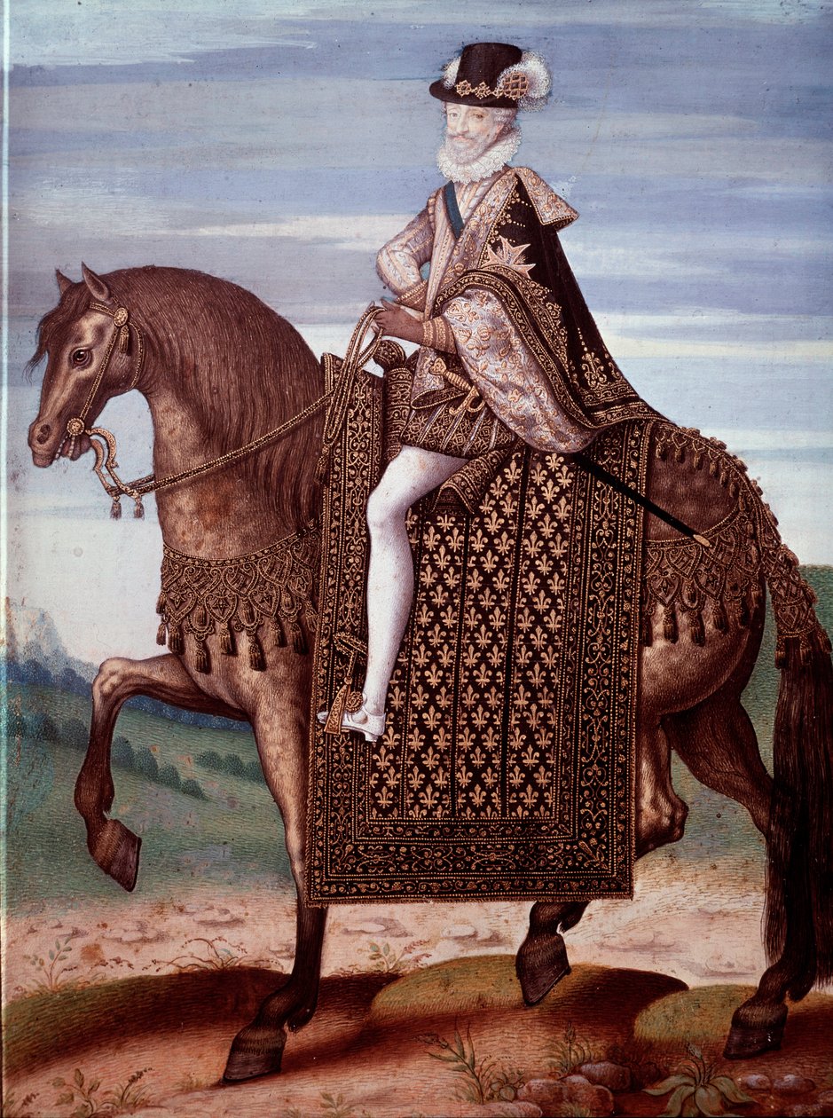 Ryttarporträtt av Henrik IV (1553-1610) Kung av Frankrike (Porträtt av Henrik IV, kung av Frankrike) Anonym målning av French School