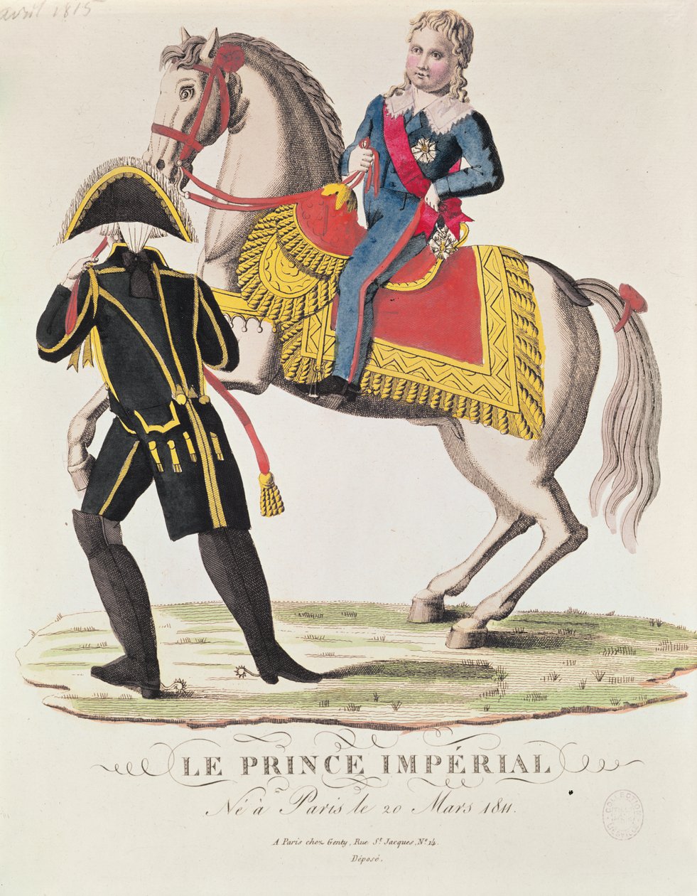 Ryttarporträtt av Napoleon II (1811-32) kung av Rom, april 1815 av French School