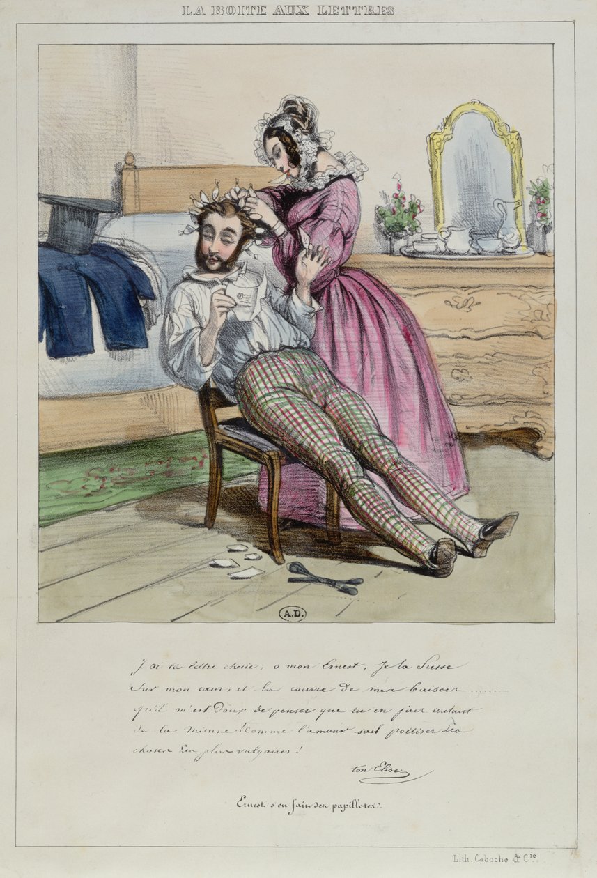 Ernest har krökt hår, ca 1840 av French School