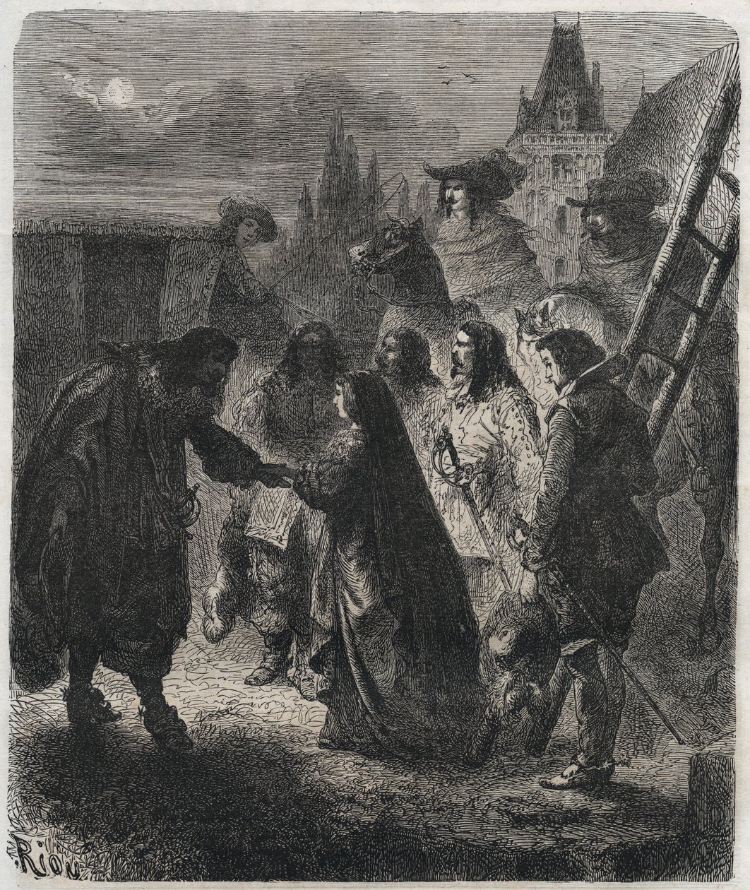 Flykten av Marie de Medici (1573-1642) från slottet Blois i februari av French School