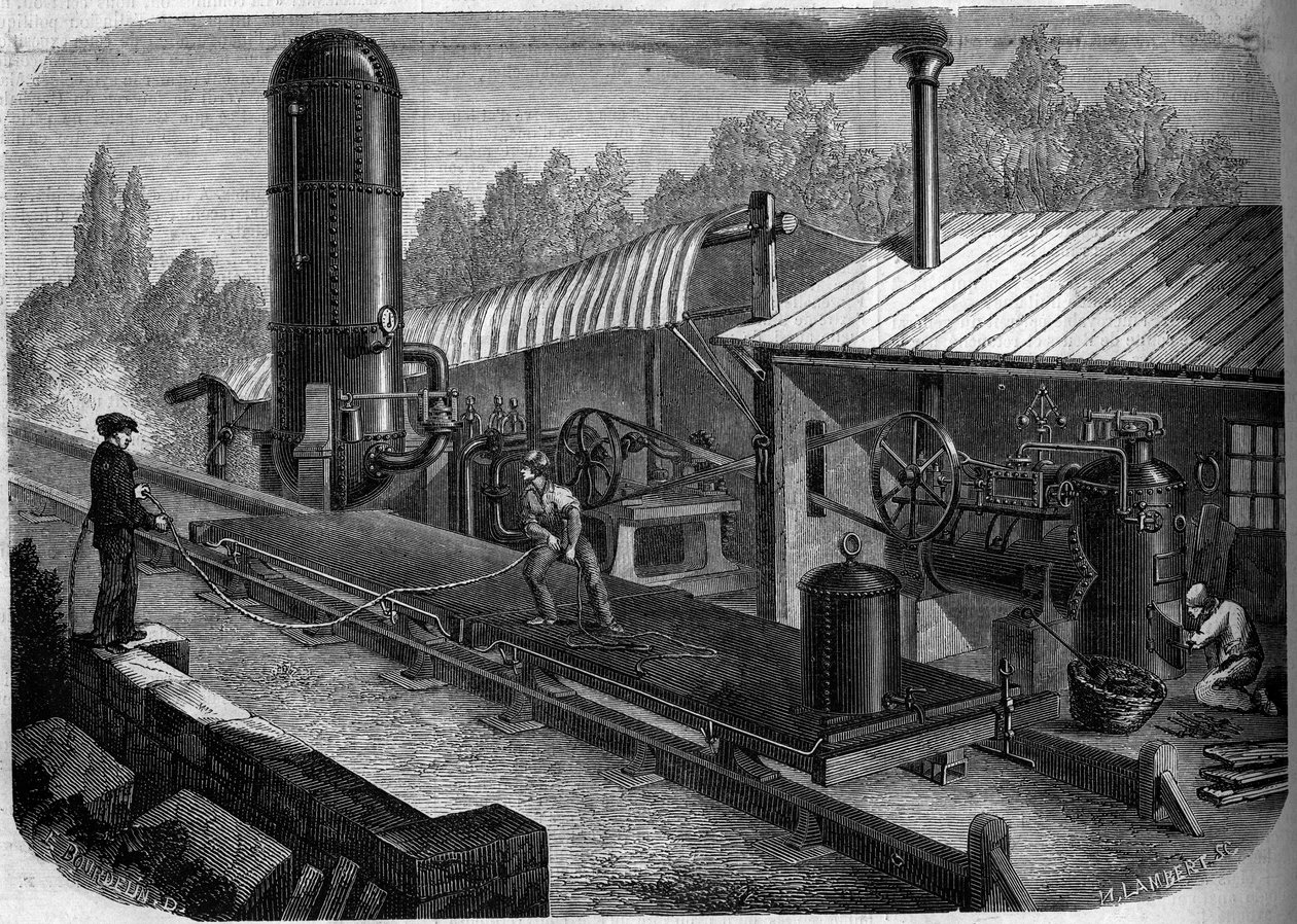 Essä om en hydraulisk slipjärnväg uppfunnen av ingenjören Louis Dominique Girard (1815-1871) i La Jonchere, Vendee (45) av French School