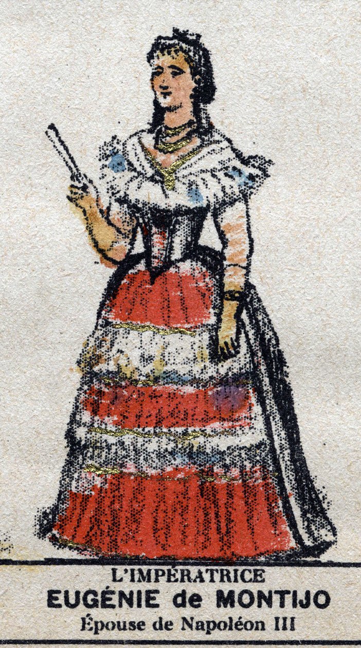 Eugenie (1826-1920), imponerad av fransmännen (Eugenia Maria de Montijo de Guzman, grevinna av Teba, hustru till Napoleon III). I "" Galeriede Kings and Queens of France och illustra karaktärer från 1643 till 1895""" Bild av epinal. av French School