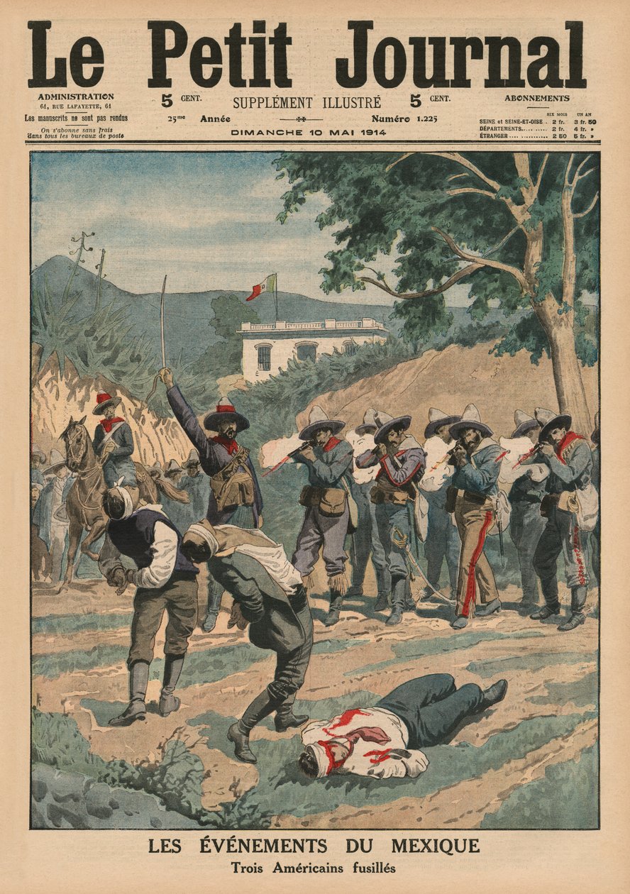 Händelser i Mexiko, skjutning av tre amerikaner, framsidans illustration från 