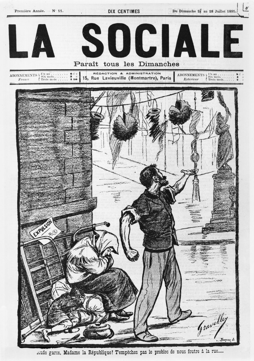 Vräkning, främre omslaget från La Sociale, 21-28 juli 1895 av French School