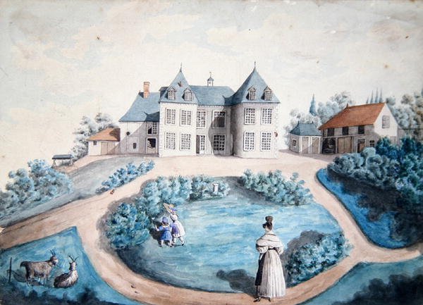 Evokation av "Lys dans la Vallee", en roman av Honore Balzac (1799-1850) (akvarell på papper) av French School