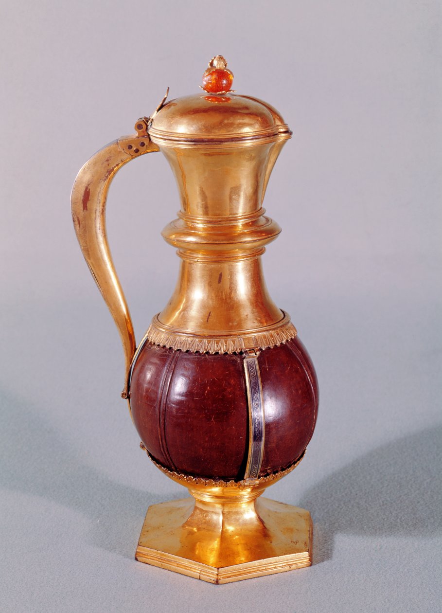Ewer från Treasury of the Abbey of Maubuisson (kokosnöt & silverförgylld) av French School