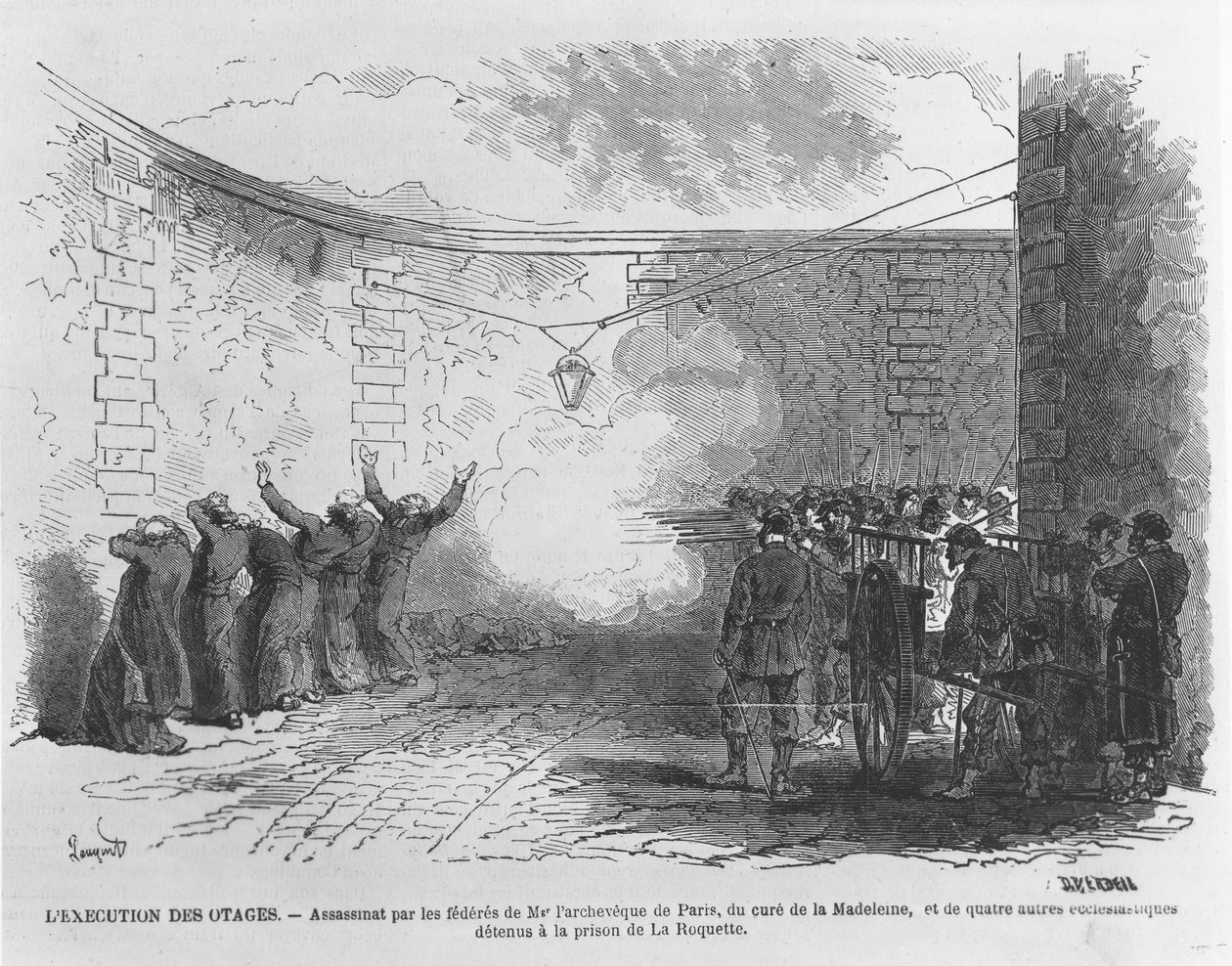 Avrättning av Georges Darboy, 24 mars 1871 (gravyr) av French School