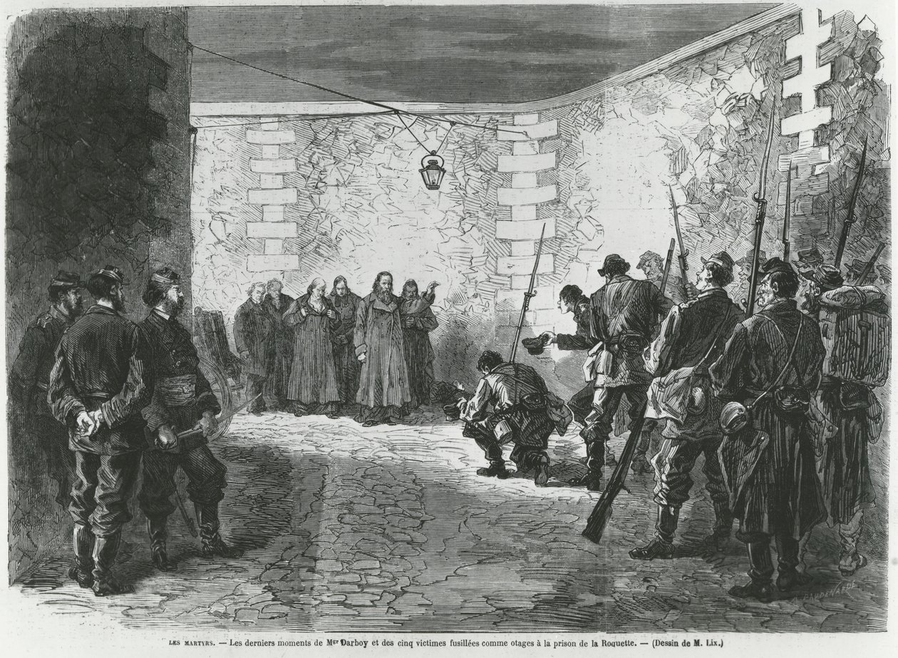 Avrättning av Georges Darboy, 24 mars 1871 (gravyr) av French School
