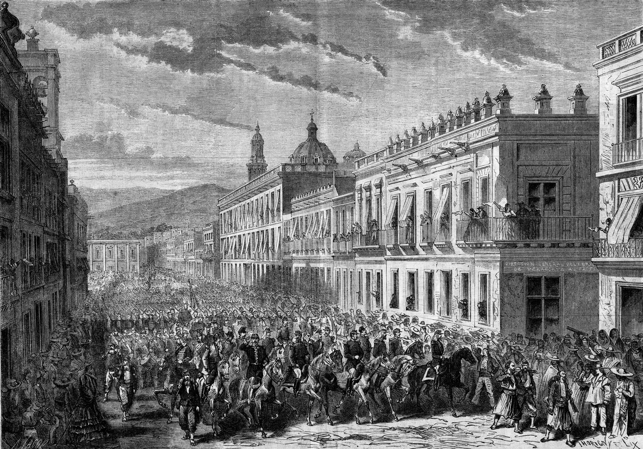 Expedition till Mexiko (1861-1867): inträde av general Francois Achille Bazaine (Francois-Achille) av French School
