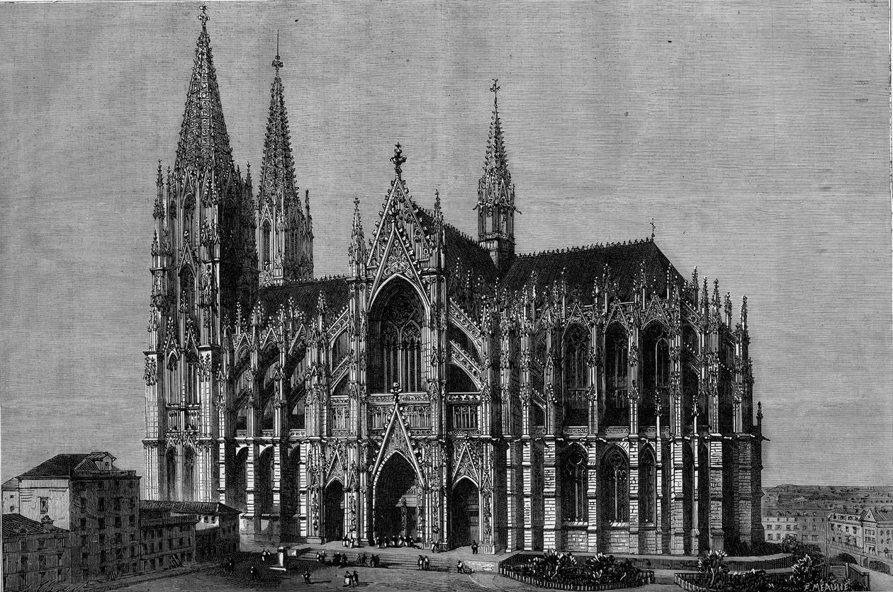 Exteriör vy av Kölnerdomen, Tyskland av French School