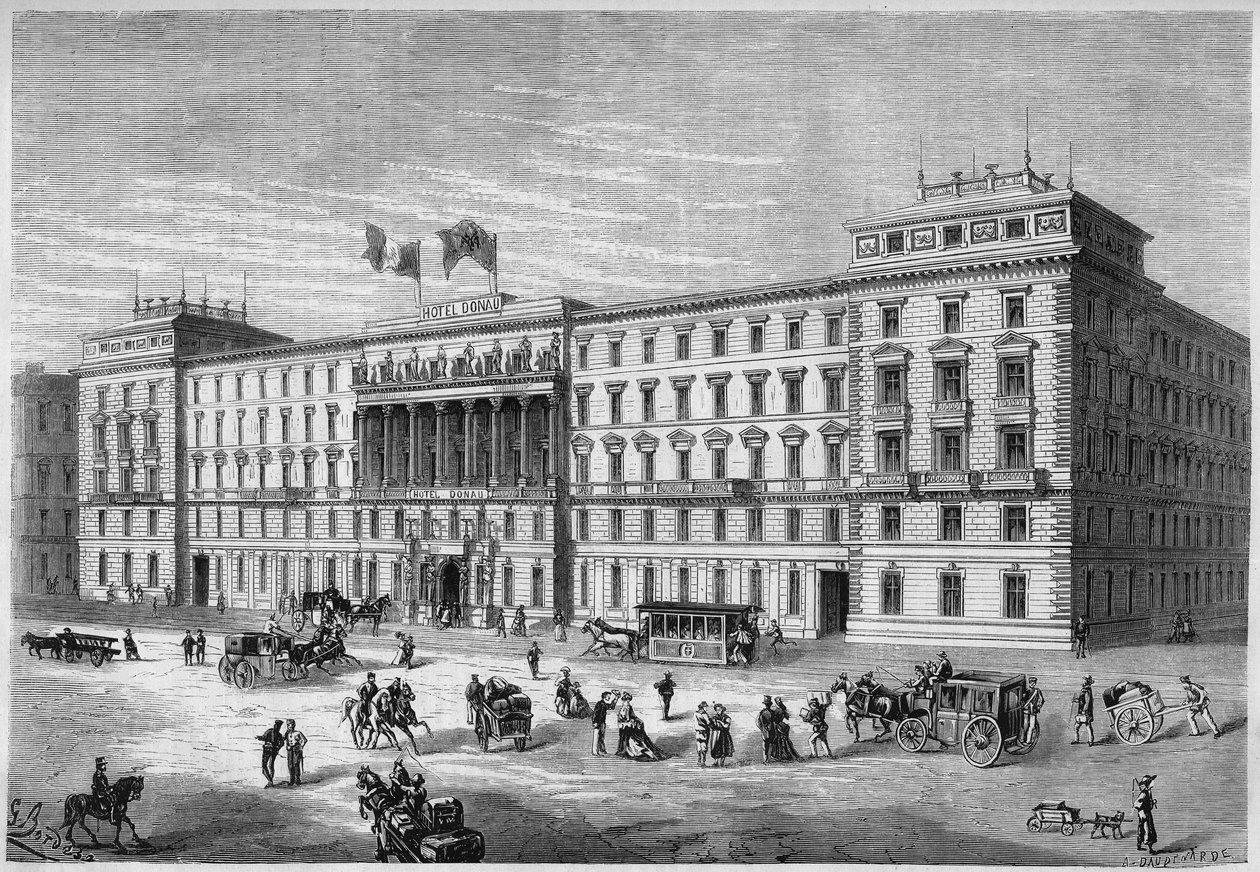 Exteriör vy av Hotel Donau i Wien, Österrike av French School