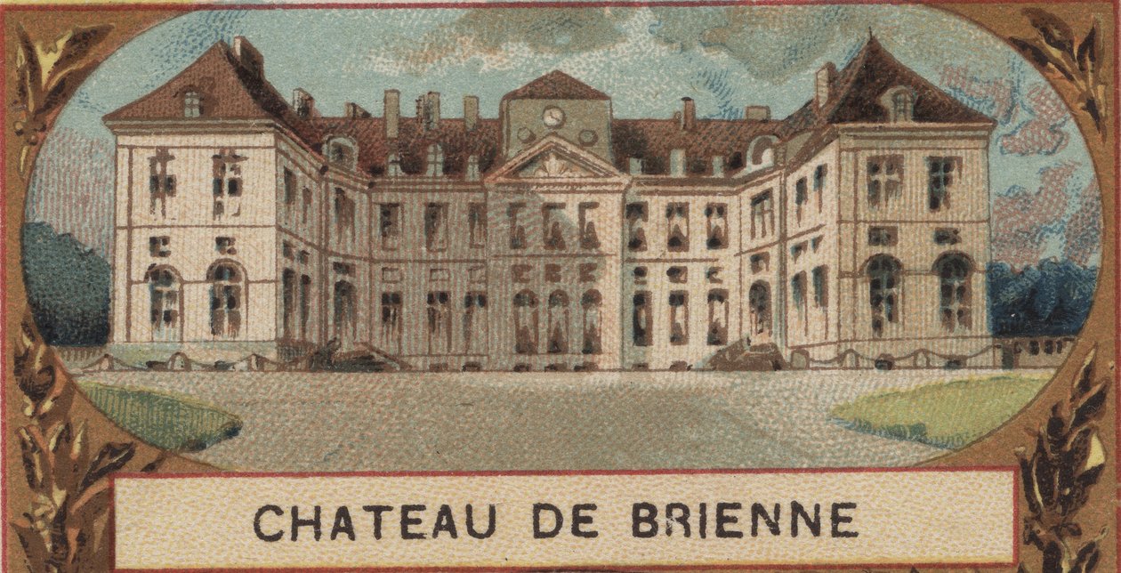 Exteriör vy av Chateau de Brienne le Chateau (Brienne-le-Chateau) i Aube (10). Kromolitografi från slutet av 1800-talet av French School